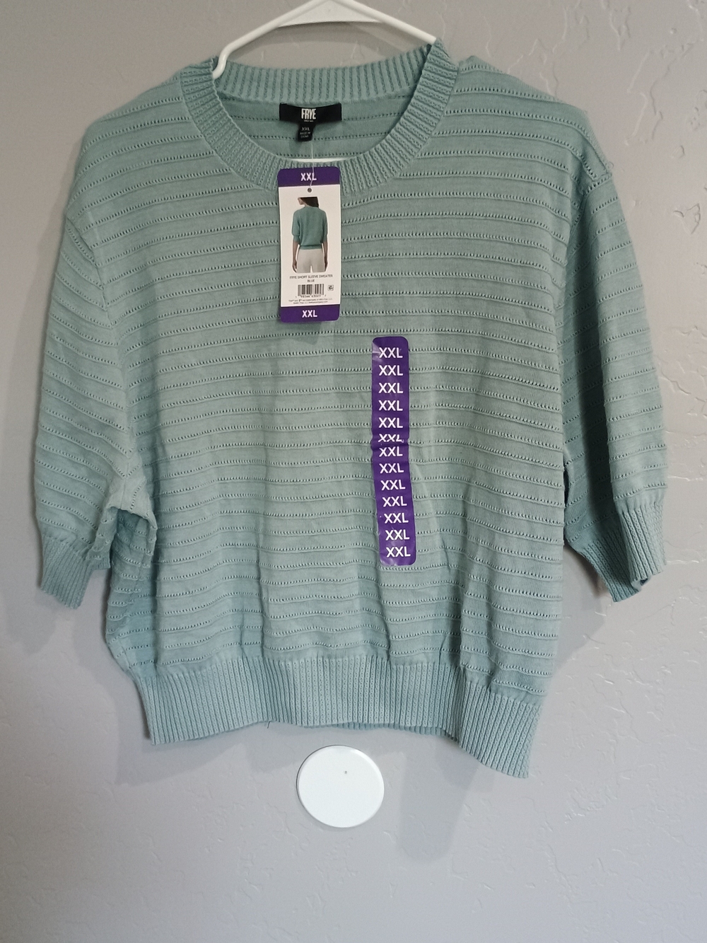 Frye Seafoam Short-Sleeve Crew Neck Knit Sweater